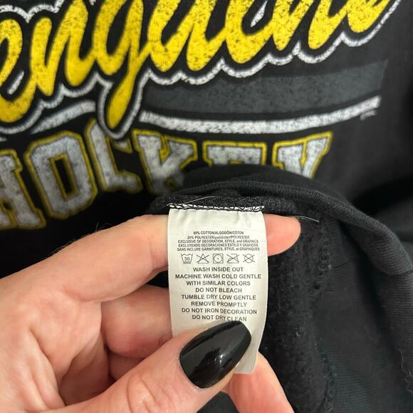 NHL Pittsburgh Penguins Black Yellow Pullover Hoodie Women’s Size Medium - Picture 3 of 5